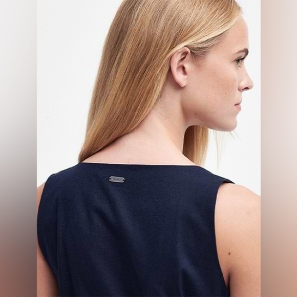 Barbour Dark Blue Penrose Button-Down Cotton/Linen Belted Jumpsuit NWT - Picture 10 of 12